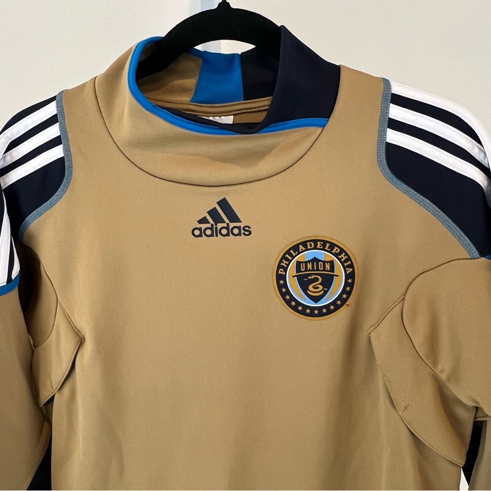 Adidas Philadelphia Union Football Tan Navy Soccer Training Jersey Mens Small - Picture 2 of 15